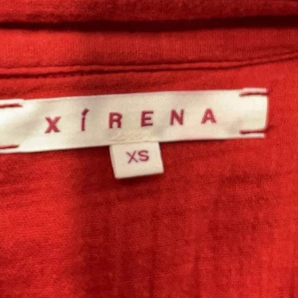 XiRENA Caylin Dress Cotton Gauze Muslin Button Down Midi Cherry Red Pockets XS - Picture 5 of 9